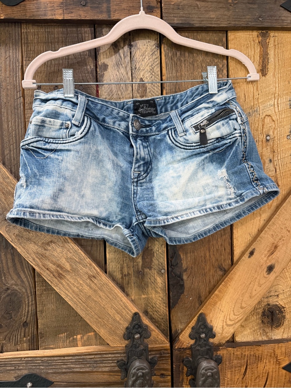 Express Light Wash Distressed Denim Shorts - Blue